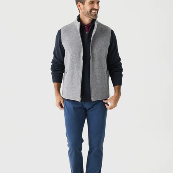 Peter Millar Crown Flex Fleece Wool Vest M British Grey NWT $495 - Picture 2 of 5